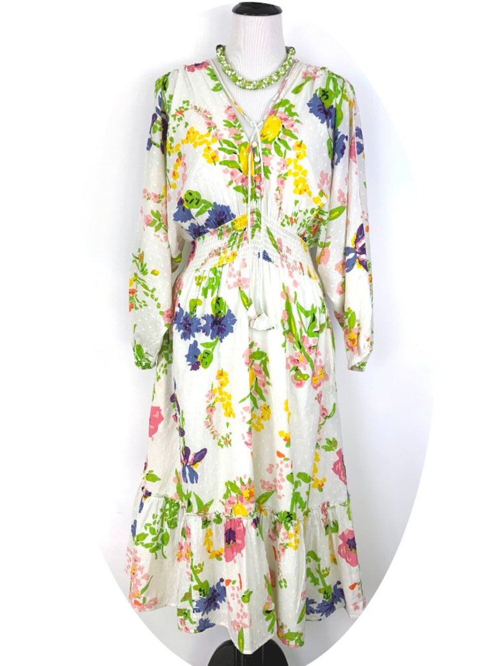 NWT Rose & Rose Dobby Floral Bohemian Cotton Maxi Dress Sz L - Picture 3 of 16
